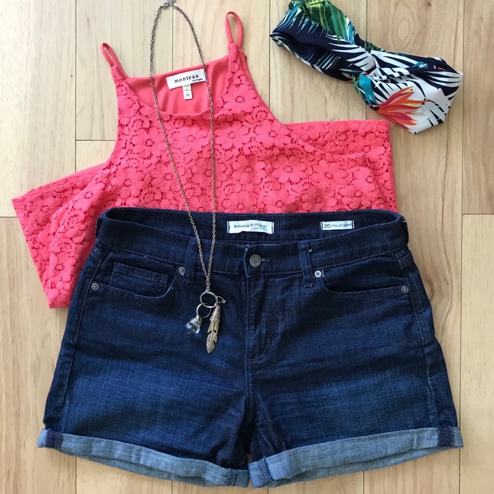 Banana Republic Dark Denim Jeans Roll Up Short
